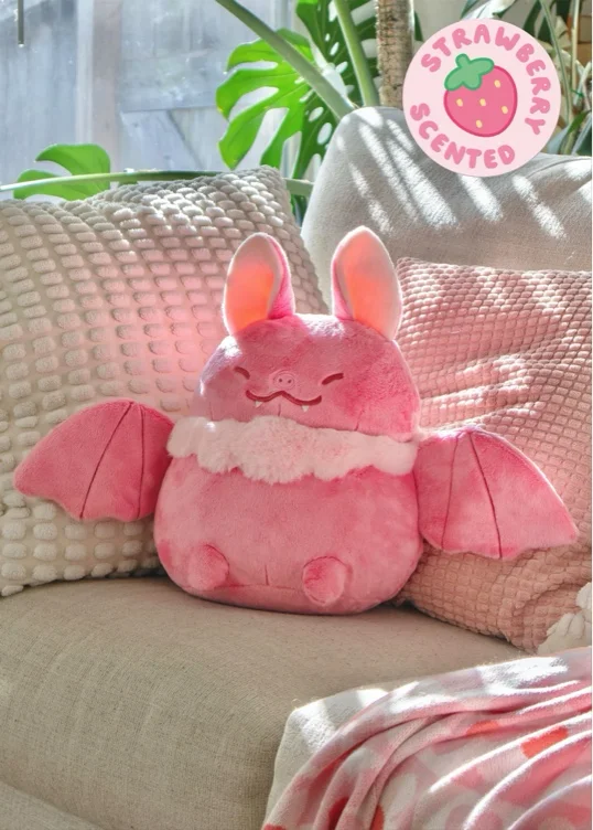 Strawberry bat heatable plush