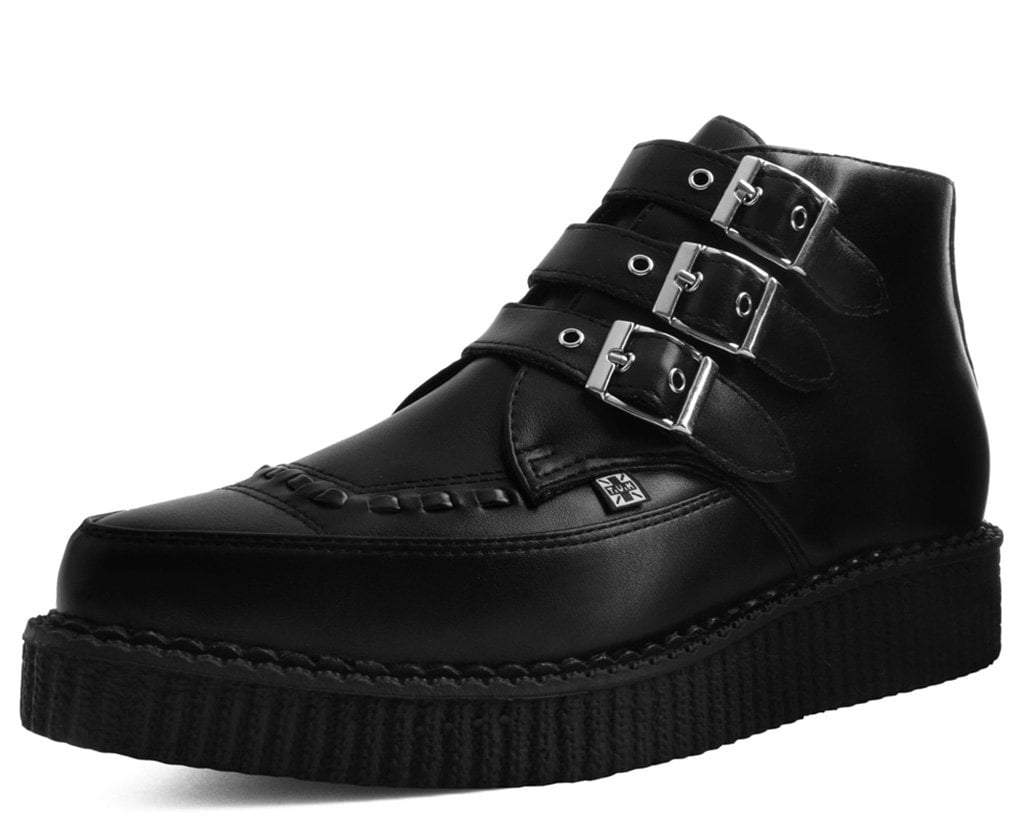 Black TUKskin™ 3-Buckle Pointed Creeper Boot | US: Mens 9 / Women 11 / Black / Microfiber