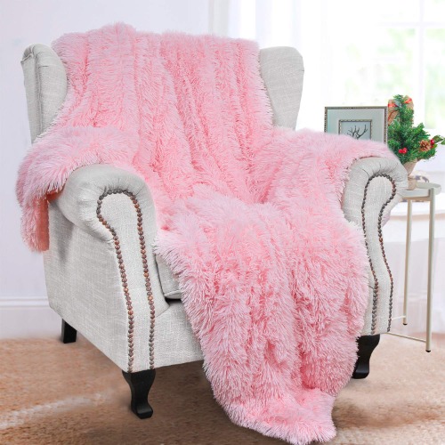 BENRON Light Pink Throw Blankets, Soft Shaggy Fuzzy Sherpa Blankets, Cute Baby Pink Blanket Throw, Cozy Fluffy Faux Fur Blankets for Bed Couch Sofa Washable, 50"x60" - Throw - 50x60" Baby Pink