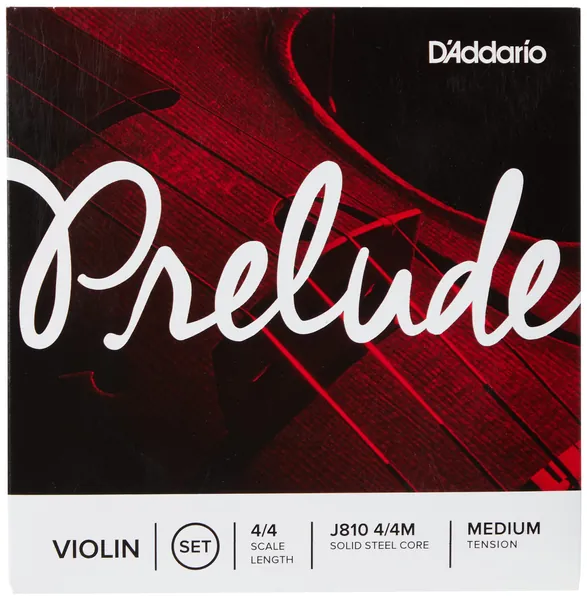 D’Addario Prelude Violin String Set, 4/4 Scale Medium Tension – Solid Steel Core, Warm Tone, Economical and Durable – Educator’s Choice for Student Strings – Sealed Pouch to Prevent Corrosion, 1 Set