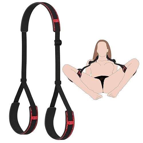 Sex Toys Sex Bondage Legs Restraints, Thigh Sling Adjustable Sex Straps, Bed Restraints for Couples Sex BDSM Toys, Bondage Rope Kit Restraints Tape Cuffs Collar - Red