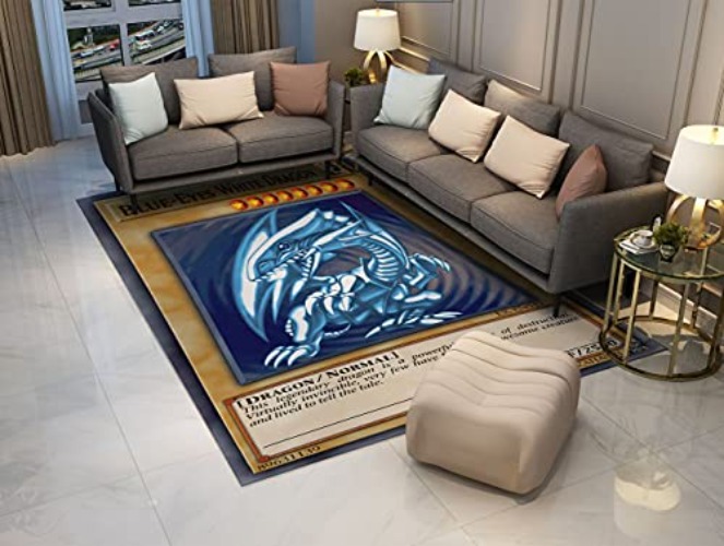 oHome Design White Dragon Blue Eyes White Manga Rug (Small) - Small