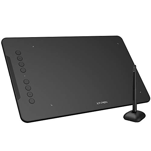 XPPen Deco 01 V2 Graphics Tablet 10x6.25 Inch Drawing Tablet 8192 Levels Pressure Battery-Free Pen with Tilt Function Android/Chromebook Supported Online Teaching Tablet Black - Black
