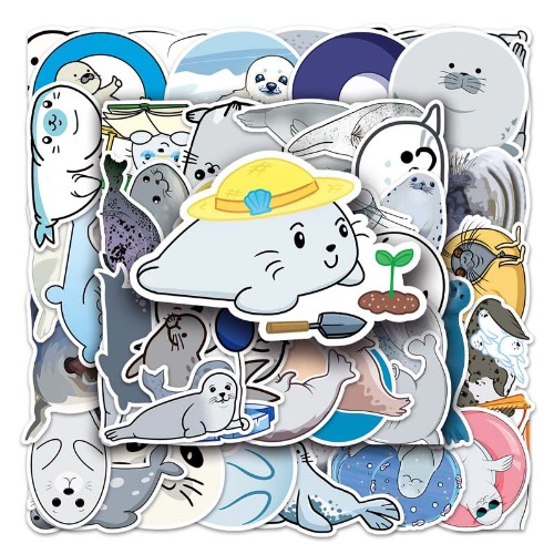 Cute Seal Stickers: Customizable, Waterproof, Adhesive