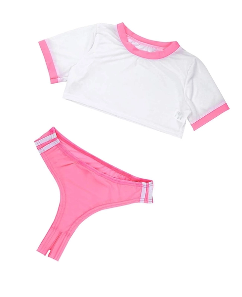 Unibaby Women Anime Cosplay Costume Japanese Uniform Lingerie Outfit Top with Thong 2Ps Set