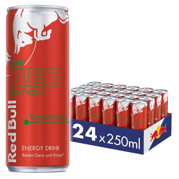 Red Bull Energy Drink, Wassermelone, Red Edition, 24 x 250 ml, Dosen Getränke 24er Palette, OHNE PFAND