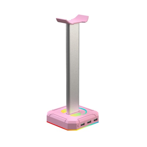 LED Headset Stand & Display - Pink 3USB Ports