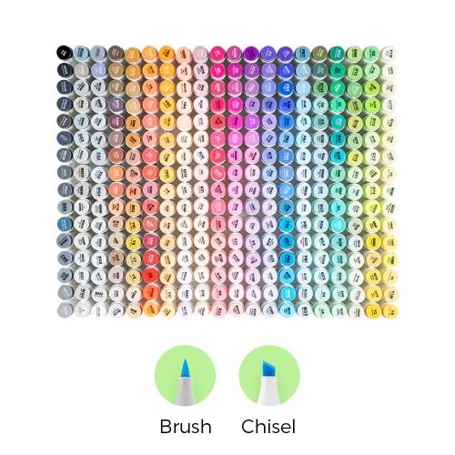 Ohuhu Honolulu 320 Colors Dual Tips Alcohol Art Markers | Brush & Chisel / US Warehouse to USA Only (Ships by Dec. 12)