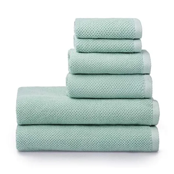 6 Piece White Popcorn cotton Bath Towel Set (2 Bath Towels, 2 Hand