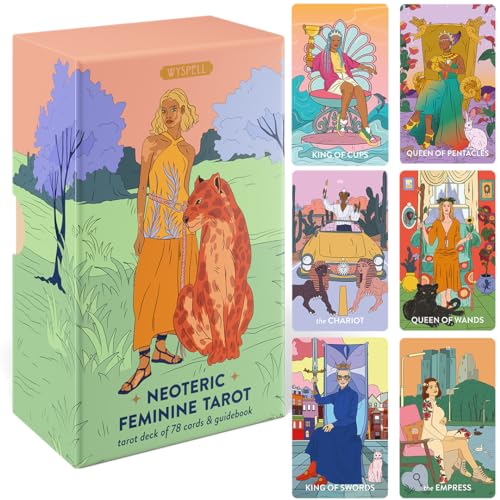 Feminine Tarot Card Deck - Borderless Tarot Deck - Tarot Cards with Guide Book for Beginners Tarot Cards Set - Tarot Card Set - Beginner Tarot Deck Cards by Wyspell - Feminine Full-resolution
