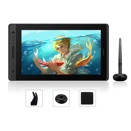 HUION Kamvas Pro 16 Grafiktablett mit Display Drawing Tablet mit Tilt-Funktion und 6 Drucktasten+1 Touch-Leiste, Geeignet für Chromebook, Windows & Mac -Ideal für Fernunterricht - 15,6 Zoll-Kamvas Pro 16