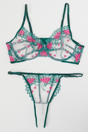 Green Embroidered Lingerie Set | 20