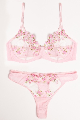 Pink Floral Embroidery Lingerie Set | 20