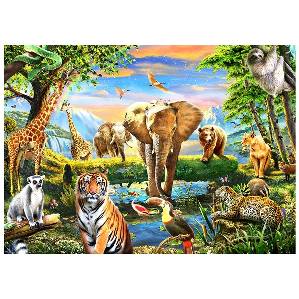 HUADADA Jigsaw Puzzles for Adults 1000 Pieces Jigsaw Puzzle for Adults Interesting Toys Jigsaw Puzzles Educational Puzzles Games - Safari Animal World