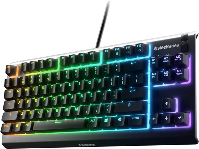 SteelSeries Apex 3 TKL RGB Gaming Keyboard – Tenkeyless Compact Form Factor - 8-Zone RGB Illumination – IP32 Water & Dust Resistant – Whisper Quiet Gaming Switch – Gaming Grade Anti-Ghosting - Apex 3 TKL Whisper Quiet – Tactile & Silent