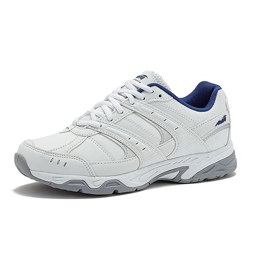 Avia Verge Womens Sneakers - Tennis, Court, Cross Training, or Pickleball Shoes for Women, Classic Black or Walking White Sneakers with Arch Support, Wide Width or Medium - 9 - Bright White/Bijou Blue/Silver/Alloy