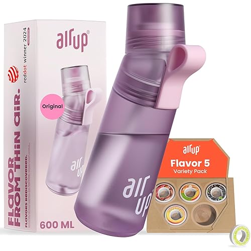 air up® Flasche Gen2 Starter Set Original, inkl Pods in 5 Geschmacksrichtungen I 600ml Trinkflasche mit Geschmack, zuckerfrei I spülmaschinenfest & BPA frei I in Lila - Purple Lavender