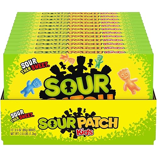 SOUR PATCH KIDS Soft & Chewy Candy, Christmas Candy Stocking Stuffers, 12 - 3.5 oz Boxes - Sour Patch Original - 12 - 3.5 Ounce Boxes