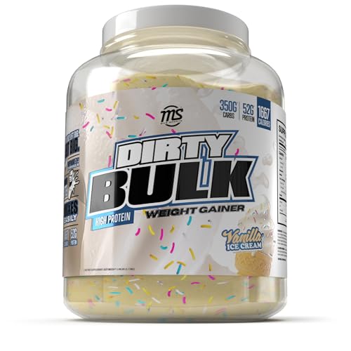 MAN Sports - Dirty Bulk: Vanilla Ice Cream High Protein Weight Gainer Powder with 52g of Protein