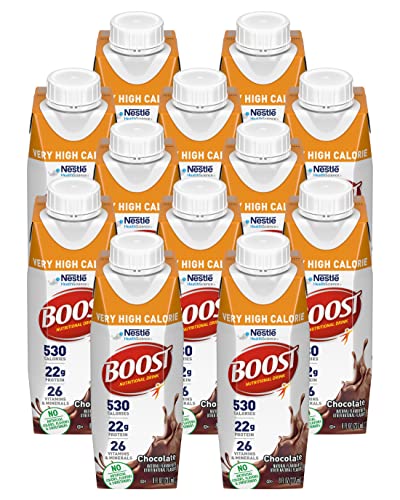Boost Very High Calorie Nutritional Drink, No Artificial Colors or Sweeteners (Chocolate, 8 Fl Oz (Pack of 12)) - Chocolate - 8.00 Fl Oz (Pack of 12)