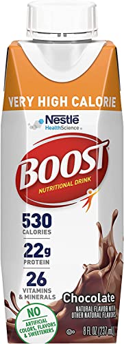 Boost Very High Calorie Nutritional Drink, No Artificial Colors or Sweeteners (Chocolate, 8 Fl Oz (Pack of 24)) - Chocolate - 8.00 Fl Oz (Pack of 24)