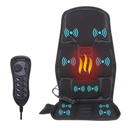 Vibration Back Massager, Back Massage Cushion, 10 Vibrating Nodes to Release Stress and Fatigue, for Home and Office Use (Black) - Black