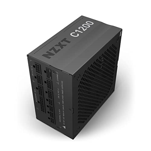 NZXT C1200 PSU - 1200 Watt Gaming PC Power Supply – ATX 3.0 – PCIe 5.0 12VHPWR Connector – 80 Plus Gold Efficiency – Fully Modular – Zero Fan Mode – Black Sleeved Cables – 10 Year Warranty – Black - 1200W Gold - C Series - PSU