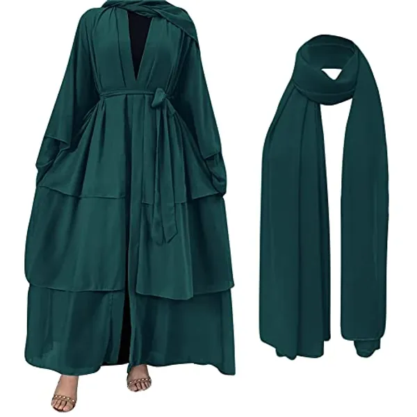 Abayas Muslim Dress for Women Long Sleeve Islamic Dubai Abaya Dress Cardigan Robe Middle East Prayer Dress with Hijab