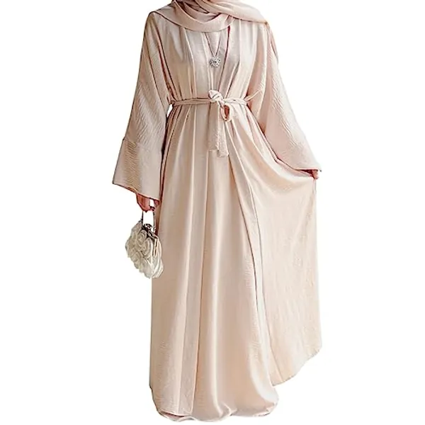 2PCS Women's Muslim Dresses Abaya Islamic Dubai Prayer Dress Robe Long Cardigan Maxi Dress