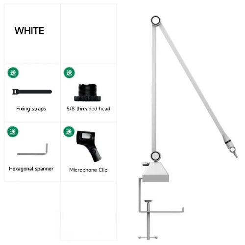 GOCHANMI Boom Arm Microphone Table Desktop Stand Mic Holder YouTube Live Table Clamp Mic Holder for Desktop Mic 桌面支架