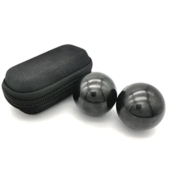 2pcs 1.57Inch Baoding Fitness Ball, Solid Chrome Steel Health Exercise Massage Handball Boiled Black