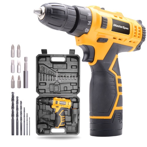 MasterSpec 12V Cordless Drill Driver Screwdriver Accessories W/Battery Charger - One Battery $59.99