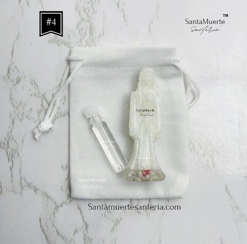 Holy Death Amulet, Holy Death White statue, Santa Muerte Amuleto, Santa Muerte Estatua Blanco