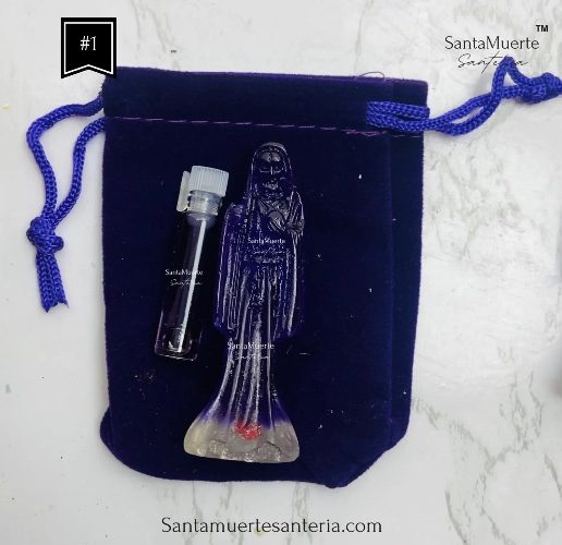 Holy Death Amulet, Holy Death Purple statue, Santa Muerte Amuleto, Santa Muerte Estatua Morado