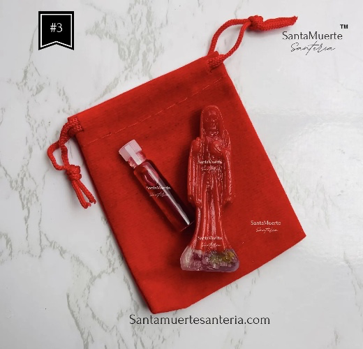 Holy Death Amulet, Holy Death Red statue, Santa Muerte Amuleto, Santa Muerte Estatua Roja