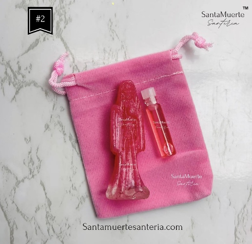 Holy Death Amulet, Holy Death Pink statue, Santa Muerte Amuleto, Santa Muerte Estatua Rosa