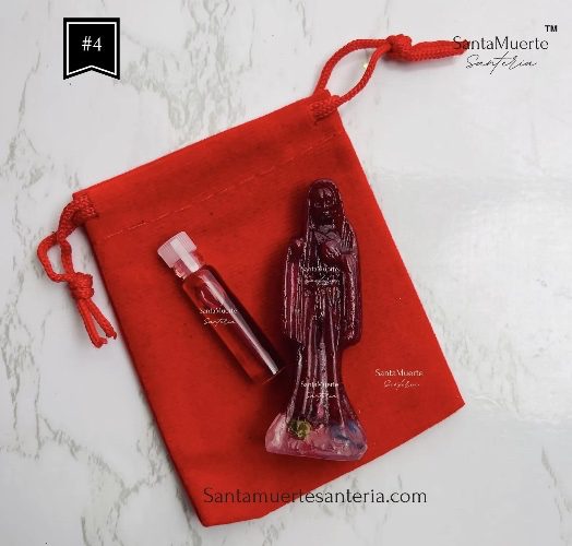 Holy Death Amulet, Holy Death Red statue, Santa Muerte Amuleto, Santa Muerte Estatua Roja