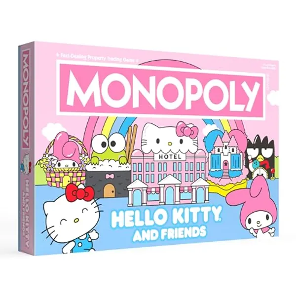 Monopoly: Hello Kitty and Friends, Buy, Sell, Trade Buildings from The Animated Series, Featuring My Melody, Badtz-Maru, Keroppi, Classic Monopoly Game, Officially-Licensed Hello Kitty Merchandise