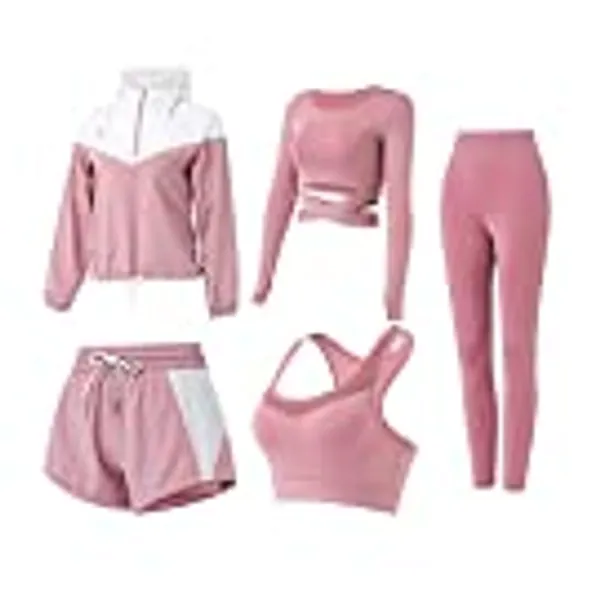 Inmarces Workout Sets for Women 5 PCS Yoga Outfits Activewear Tracksuit Sets