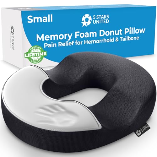 Donut Pillow Hemorrhoid Tailbone Cushion – Small Black Seat Cushion Pain Relief for Coccyx, Prostate, Sciatica, Pelvic Floor, Pressure Sores, Pregnancy, Perineal Surgery, Postpartum Recovery - Large Black Mesh