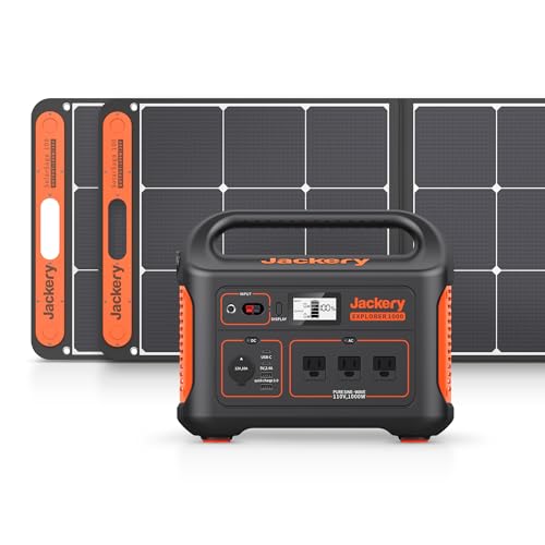 Jackery Solar Generator 1000, Explorer 1000 and 2X SolarSaga 100W with 3x110V/1000W AC Outlets, Solar Mobile Lithium Battery Pack for Outdoor RV/Van Camping - Explorer 1000 + 200W Solar Panel