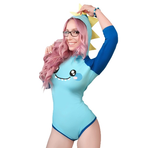 Littleforbig Cotton Romper Onesie Pajamas Bodysuit - Dino Spiked Hoodie