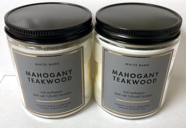 Bath and Body Works 2 Pack Mahoganny Teakwood Single Wick Candle. 7 Oz. - 