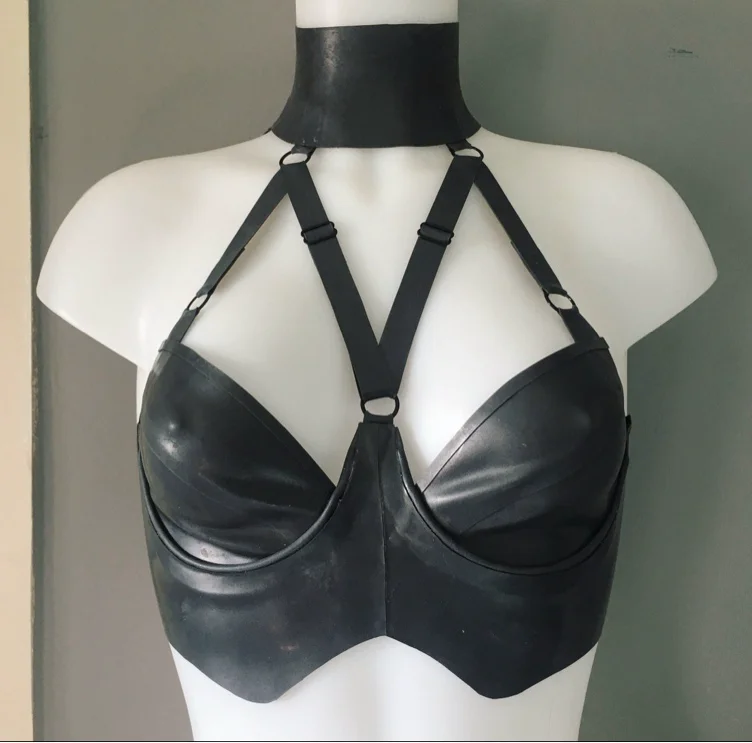 Latex V-strap bra