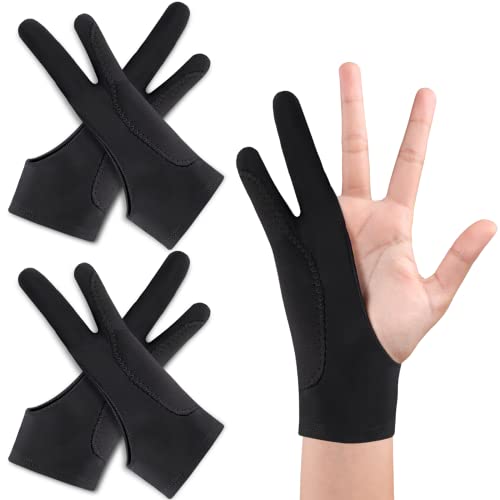 Artist Glove Elastisch Antifouling Handschuh 4 Pack|Palm Rejection Glove Zwei Finger Verdickungs Handschuhe 2 Finger Handschuhe Zeichnen Für Grafiktablett, Pad, Display, Oberflächenschutz(S) - S