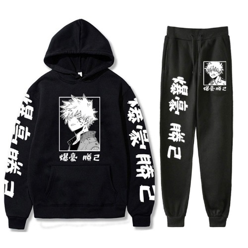 Vivimeng Anime Hoodies and Sweatpants Mens Womens Cosplay Hooded Sweatshirts Tracksuits Suit - Black B 3X-Large