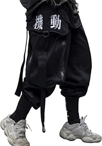 Niepce Inc Men's Japanese Streetwear Techwear Cargo Pants - Black X-Large