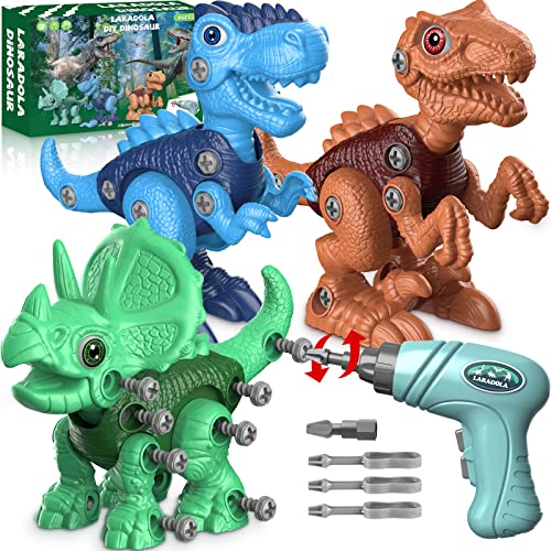 Laradola Dinosaur Toys for 3 4 5 6 7 8 Year Old Boys, Kids Take Apart STEM Construction Building Kids Toys with Electric Drill, Party Christmas Birthday Gifts Boys Girls - Deluxe Green