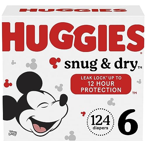 Huggies Size 6 Diapers, Snug & Dry Baby Diapers, Size 6 (35+ lbs), 124 Count - Size 6 - 124