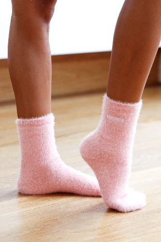 Embroidered Lounge Toastie Socks - Pink | S-M